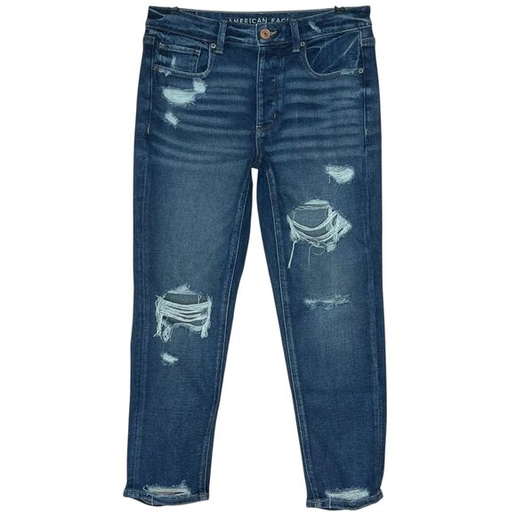 American Eagle Tomgirl Distressed Jeans Size 6 Short Stretch Button Fly AEO 6S - Picture 2 of 9